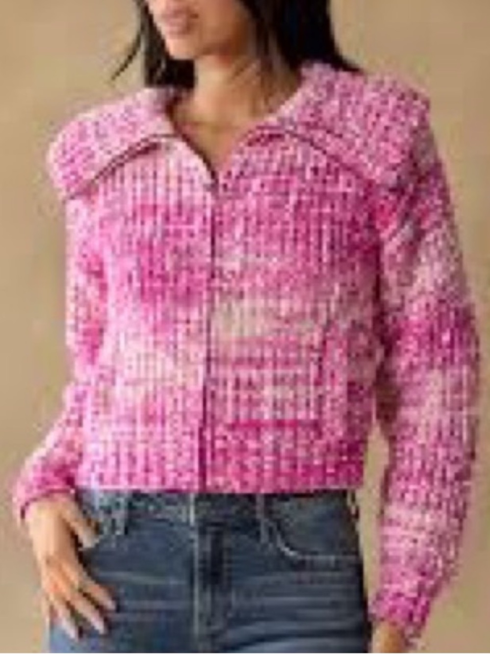 SUNDANCE Tamara Zip Up Cardigan Sweater in Hot Pink Sz S Chunky Knit Wool Blend